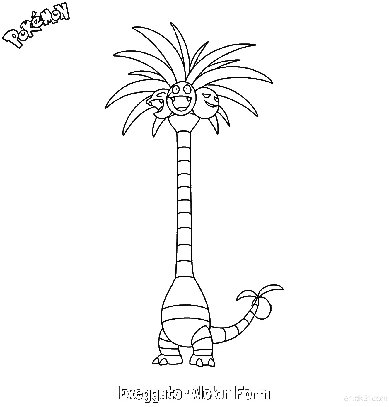 Exeggutor Alolan Form Coloring Page - Free Printable Pokemon Coloring Sheets – Free Printable Coloring Page for Kids and Adults
